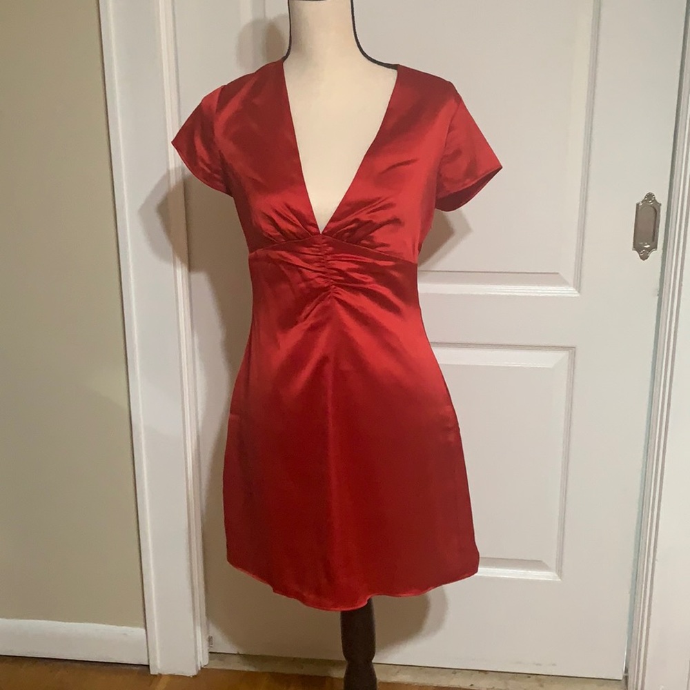 LULU'S red satin mini dress